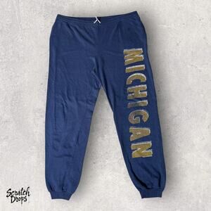 Vintage Michigan Sweatpants Blue Size XL Mens Athletic Joggers Sportswear Pants